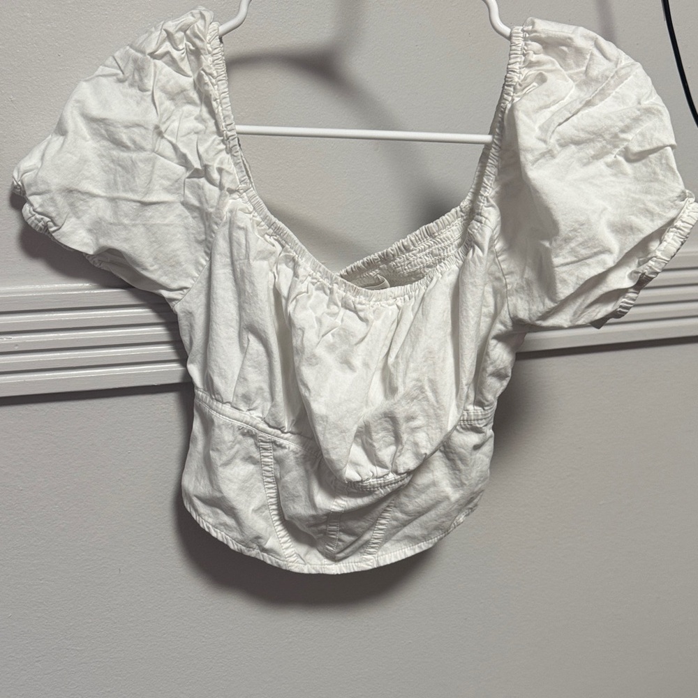 White Puff Sleeve Women's Top